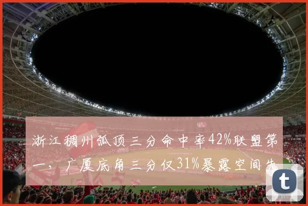 浙江稠州弧顶三分命中率42%联盟第一，广厦底角三分仅31%暴露空间失衡